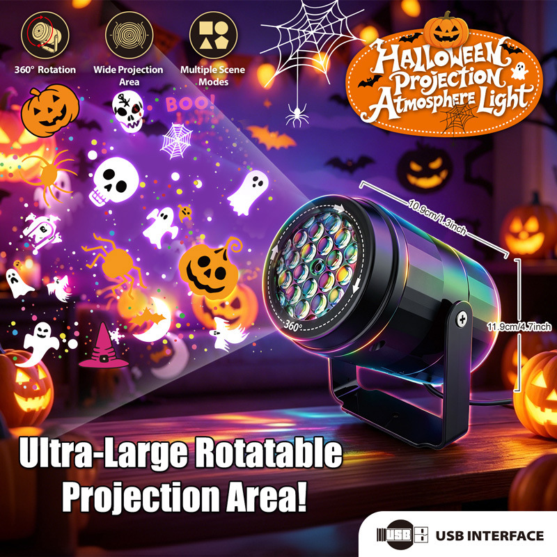 Kids Yard Toys - Halloween Christmas LED Projector Light 360°