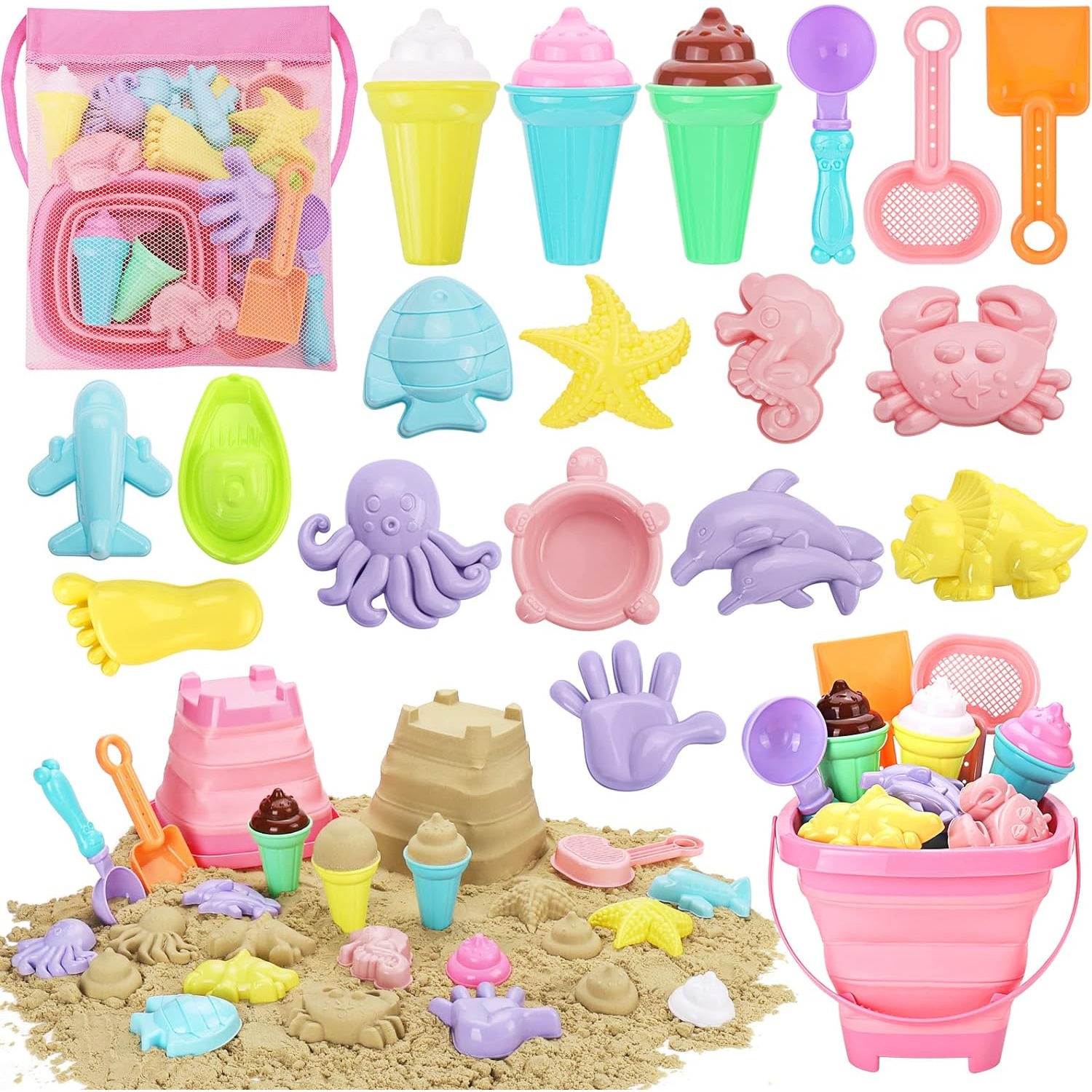 20pcs Beach Toys Set for Kids  - Kinetic Sand Mold ulasan dan harga