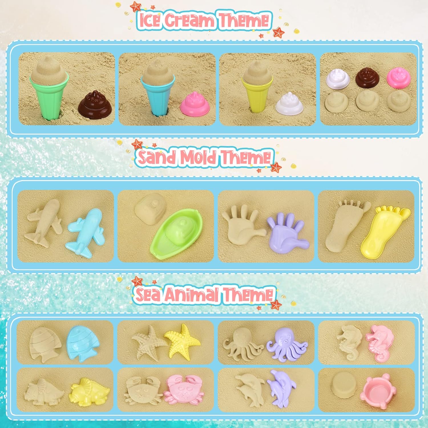 20pcs Beach Toys Set for Kids  - Kinetic Sand Mold ulasan dan harga