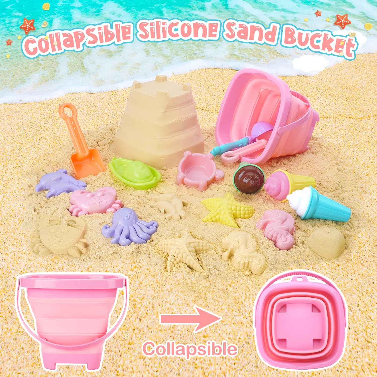 20pcs Beach Toys Set for Kids  - Kinetic Sand Mold ulasan dan harga