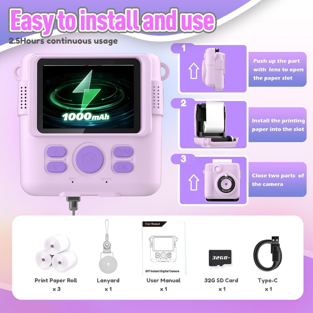 Instant Print Camera for Kids, - Kids Toys Drawing ulasan dan harga