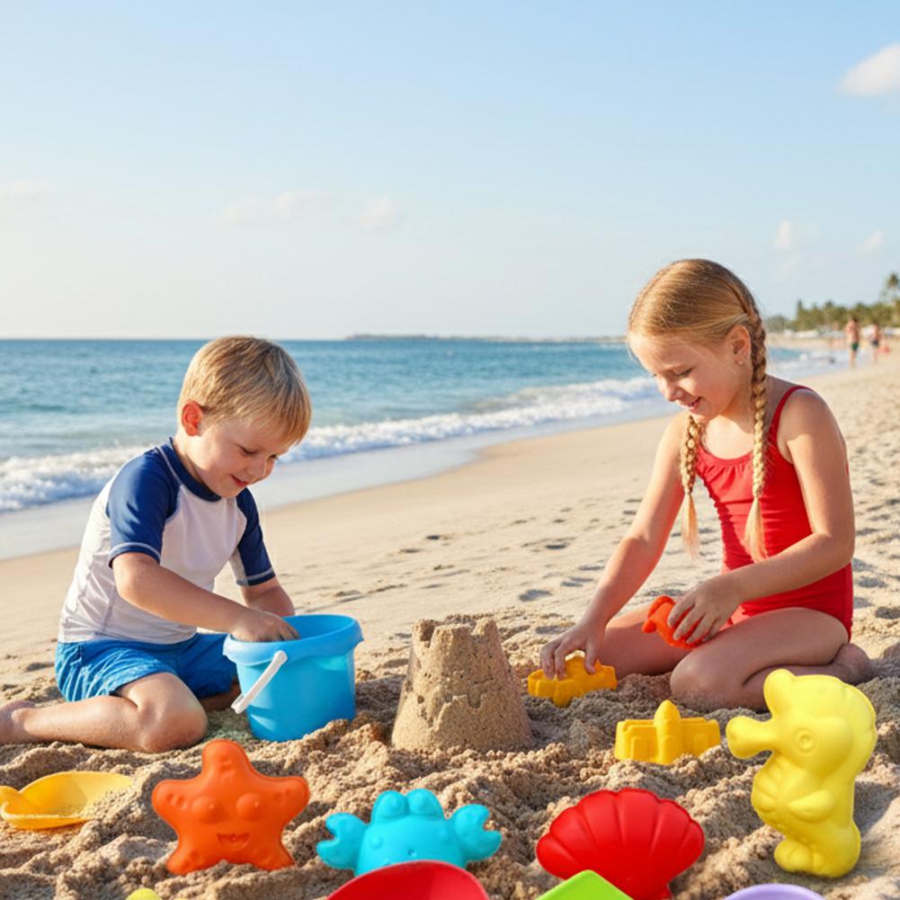 17Pcs Kids Beach Toys Set with - Kinetic Sand Mold ulasan dan harga